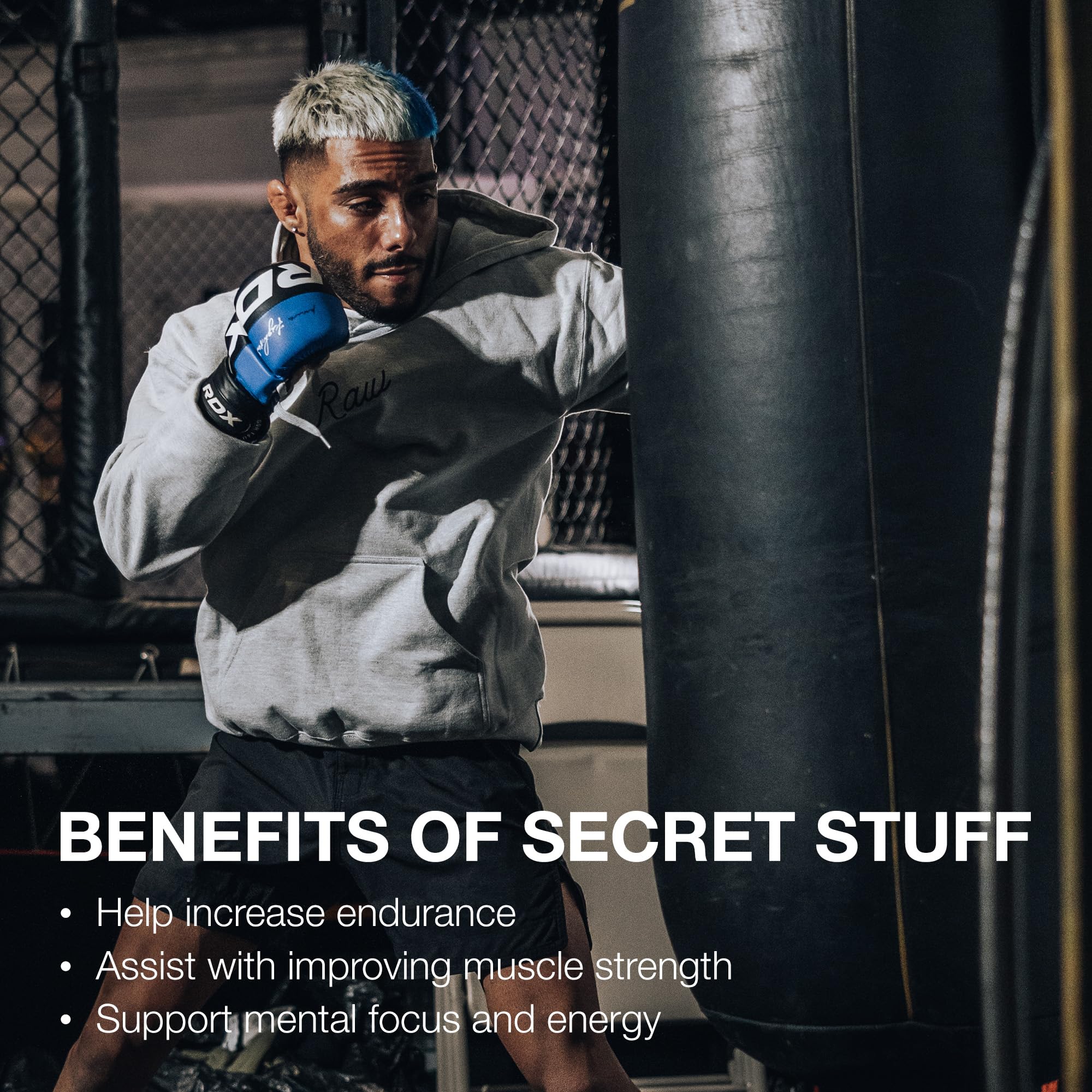 Pouring RAW Christopher's Secret Stuff into a shaker for energy.