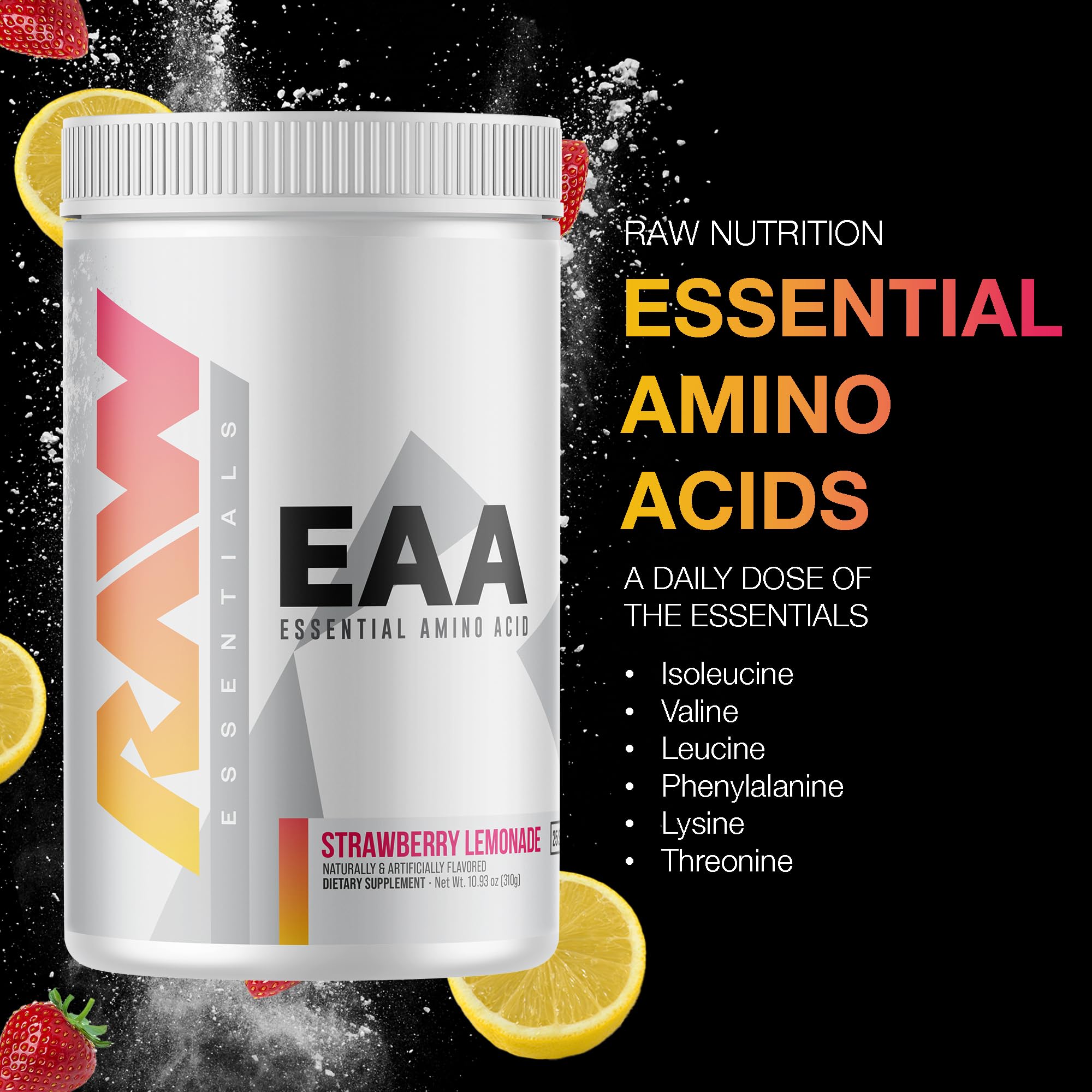 RAW EAA powder dissolving in water delivers a smooth flavor with training focus.