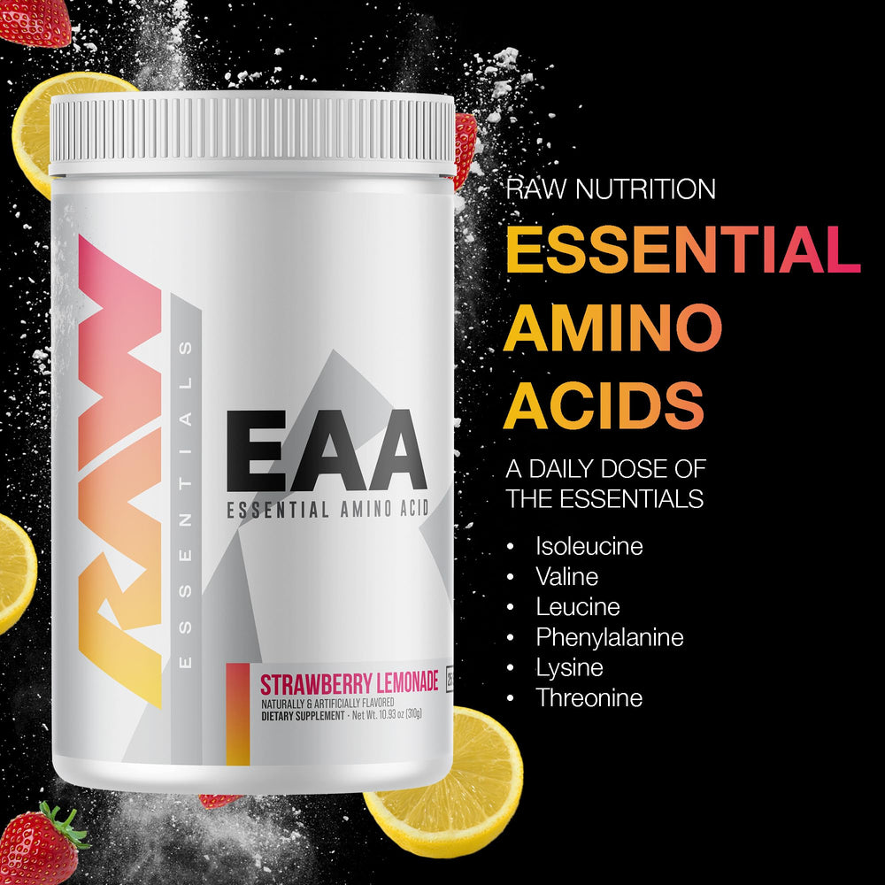 RAW EAA powder dissolving in water delivers a smooth flavor with training focus.