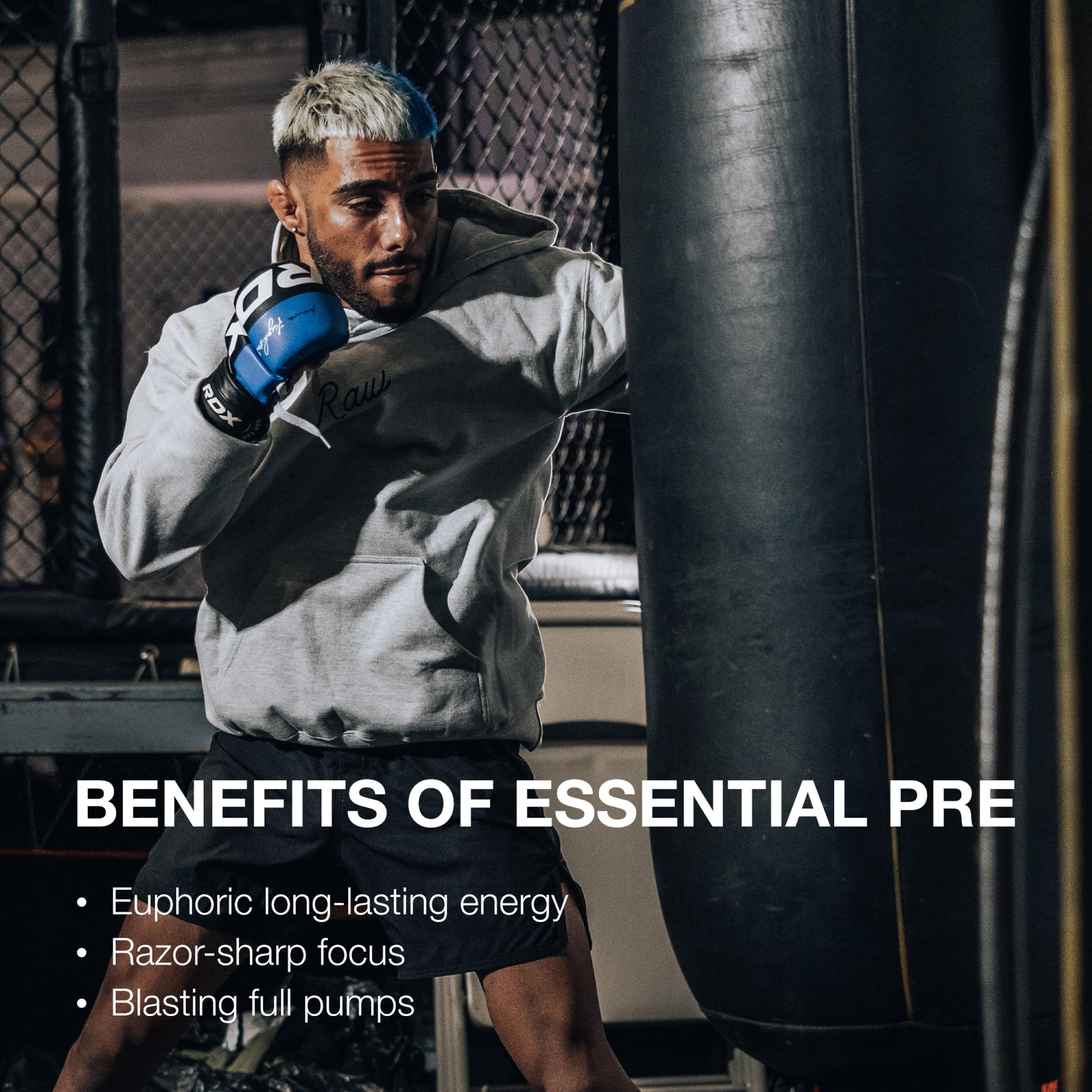 RAW Essential Pre-Workout Orange drink ready for training
