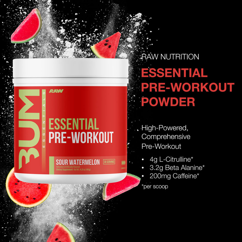 RAW Essential Pre-Workout Sour Watermelon scoop for easy pre-workout portioning