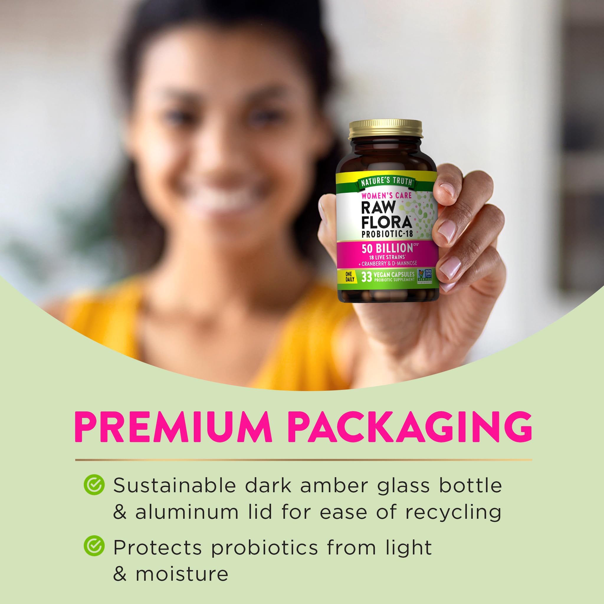 Raw Flora bottle and label communicates quality and trust.