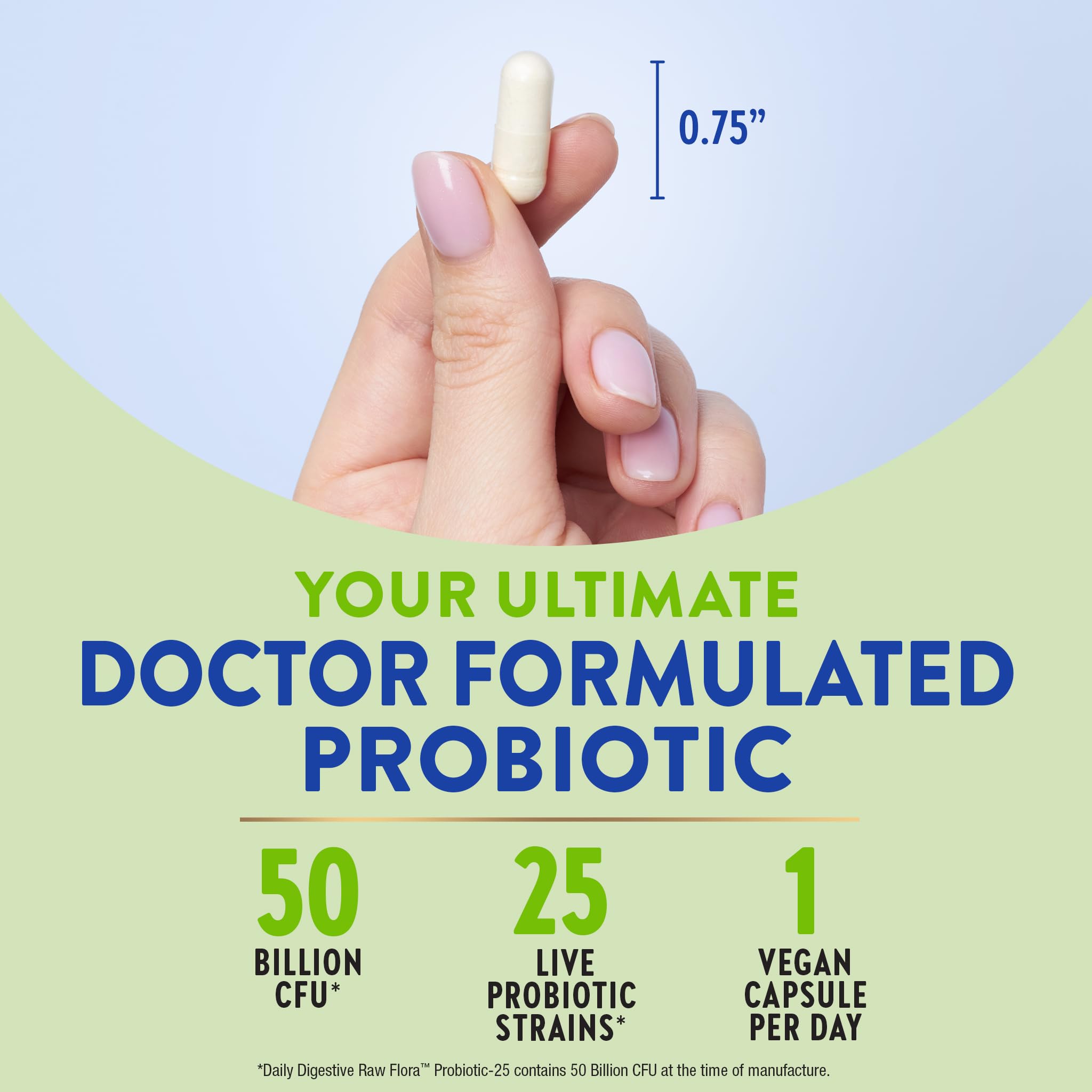 Raw Flora 33 daily capsules for a simple daily routine.