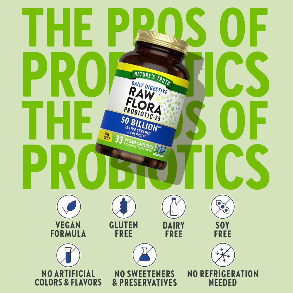 Raw Flora vegan capsules suitable for plant-based or dairy-free diets.