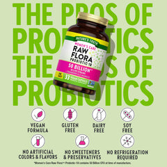 Raw Flora vegan non-gmo gluten-free badge visible on bottle.