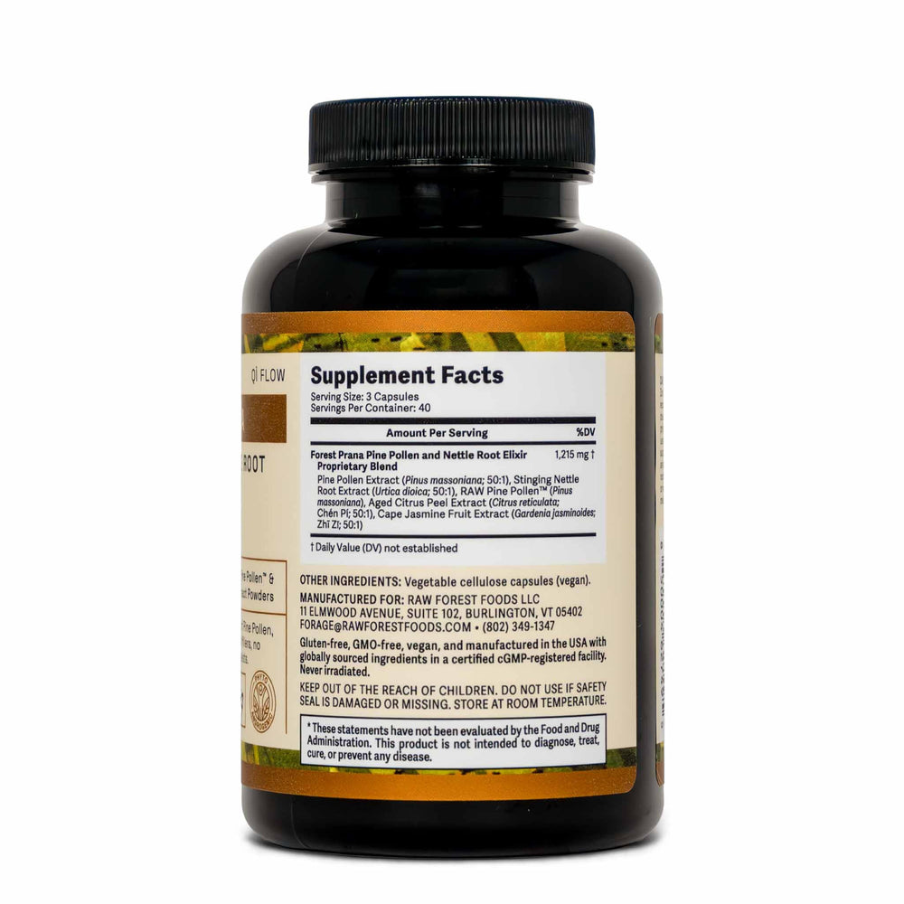 RAW Forest Foods Nettles Root Elixir capsules promote holistic wellness