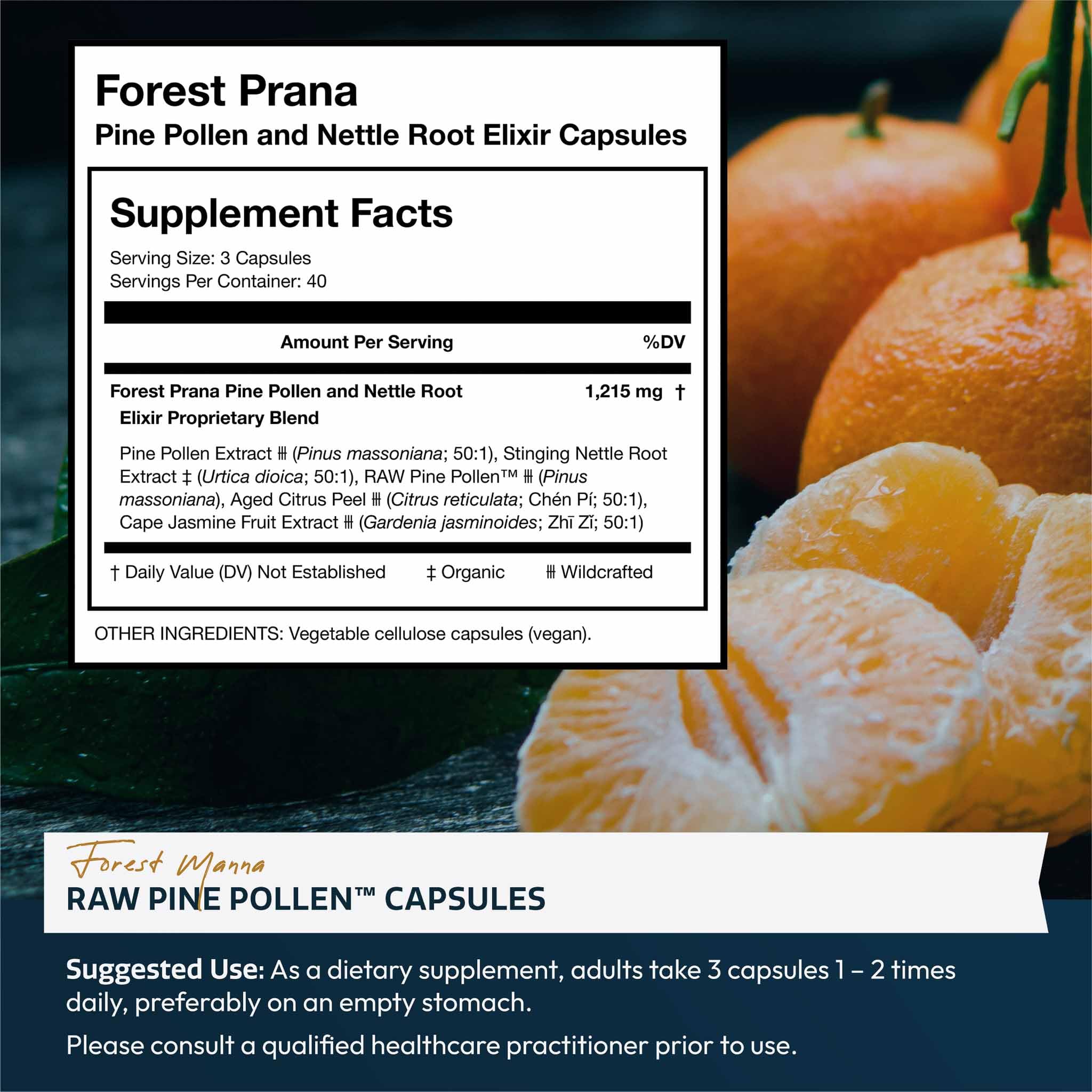 RAW Forest Foods Pine Pollen cracked-cell-wall close-up supports overall wellness