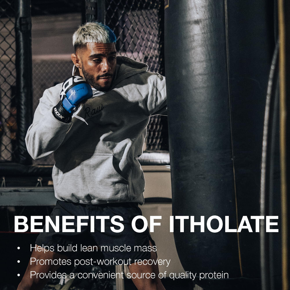 RAW Mocha Latte flavor in a glass with scoop showing lean protein.