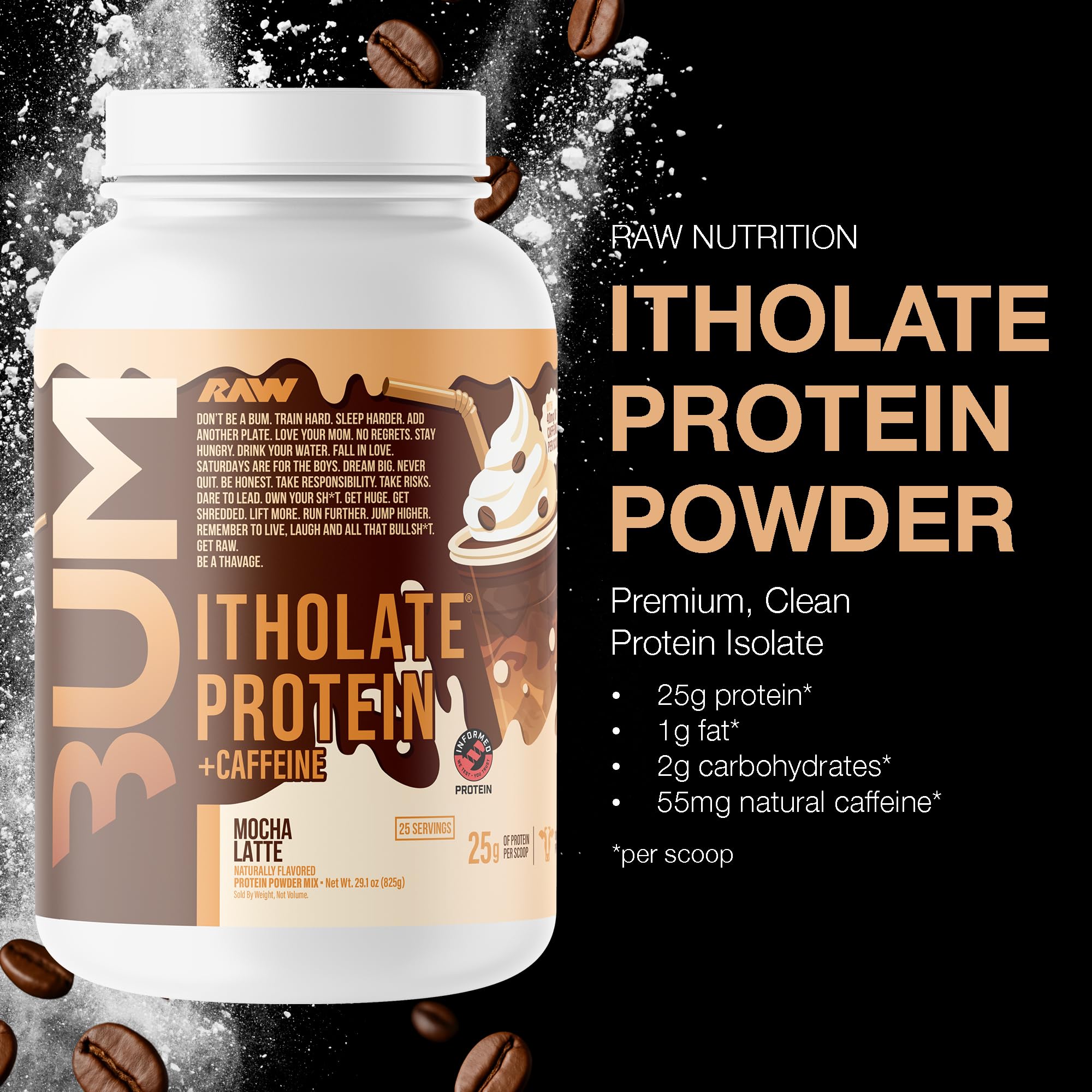 RAW Itholate Mocha Latte shaker cup highlights easy mix and flavor.