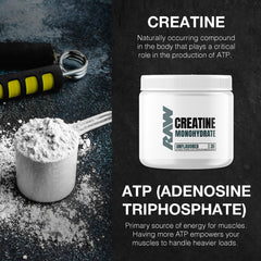 RAW Nutrition creatine monohydrate powder mixed with water shows quick dissolve