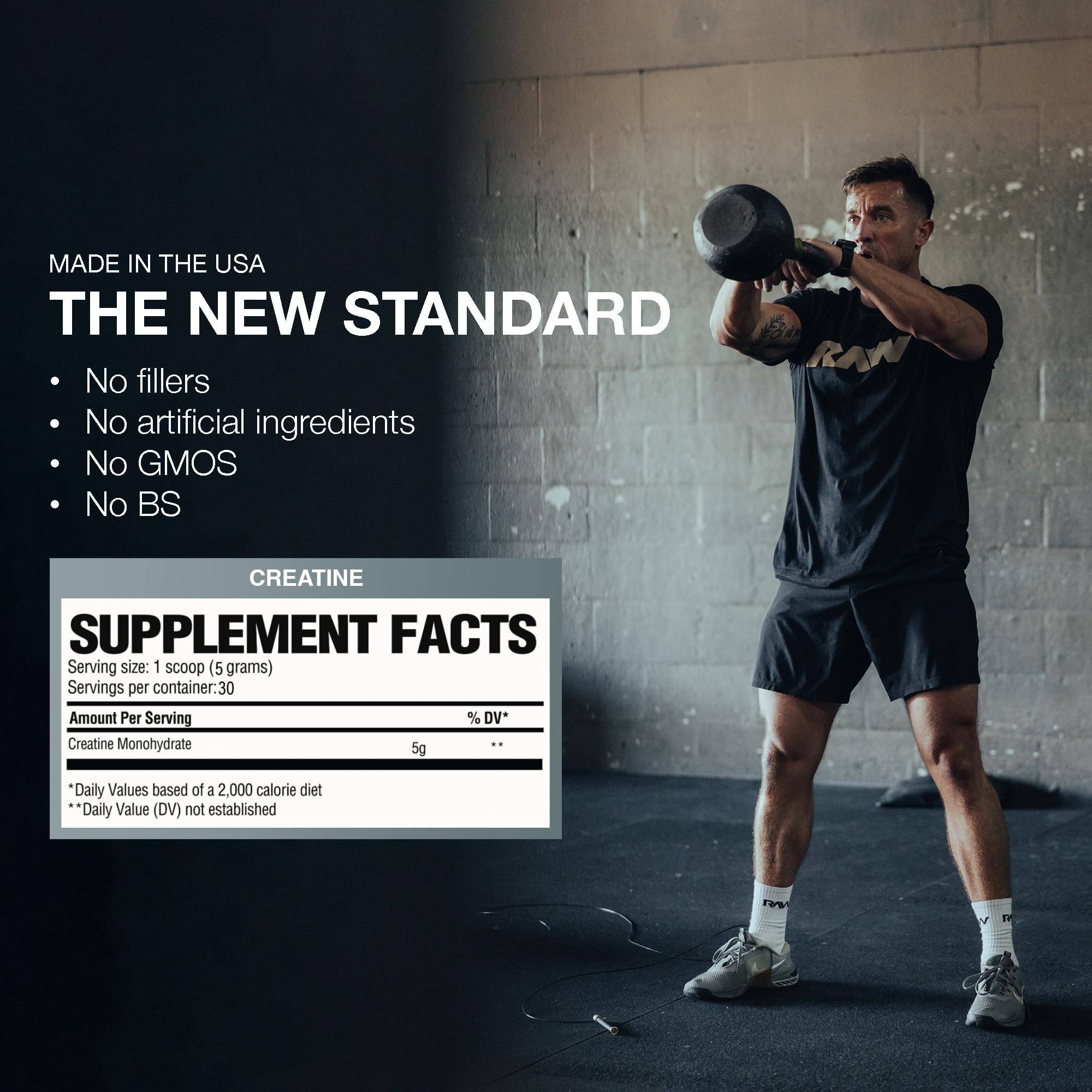 RAW Nutrition creatine monohydrate powder packaging preserving freshness