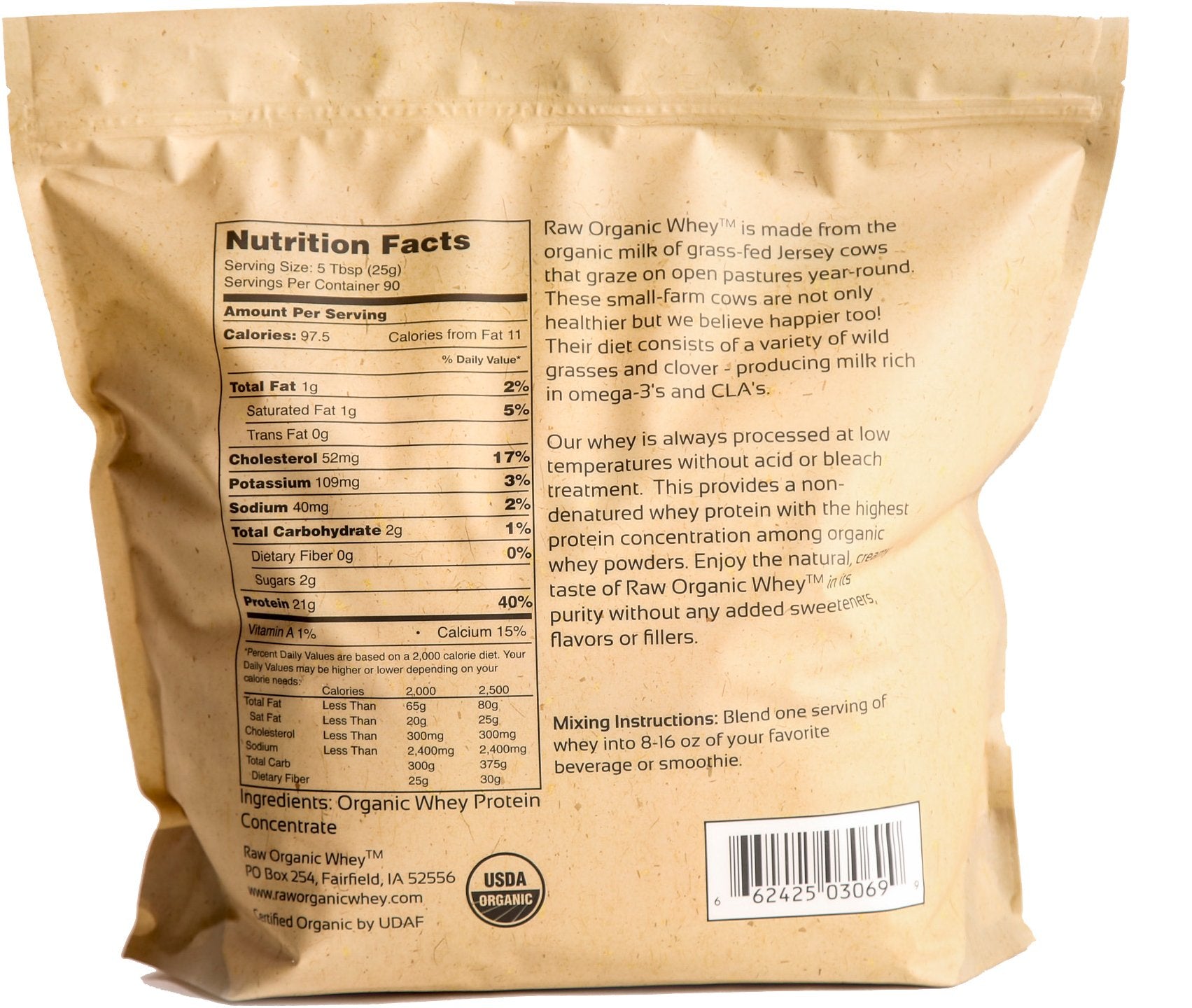 Raw Organic Whey scoop beside powder for convenient protein