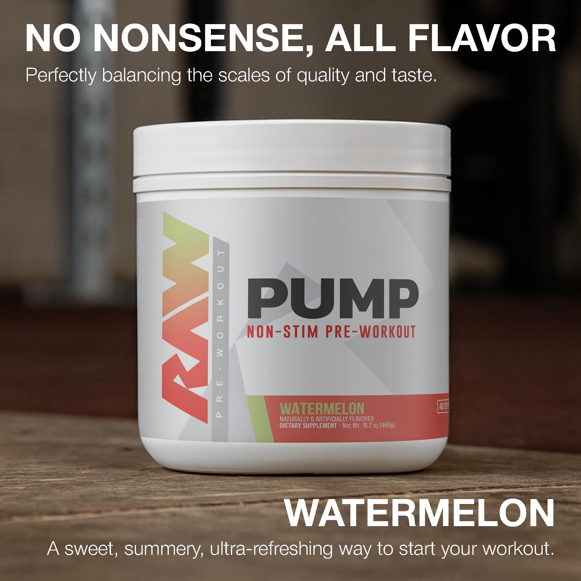RAW Pump Stim Free ingredient panel highlights Nitrosigine and Citrulline