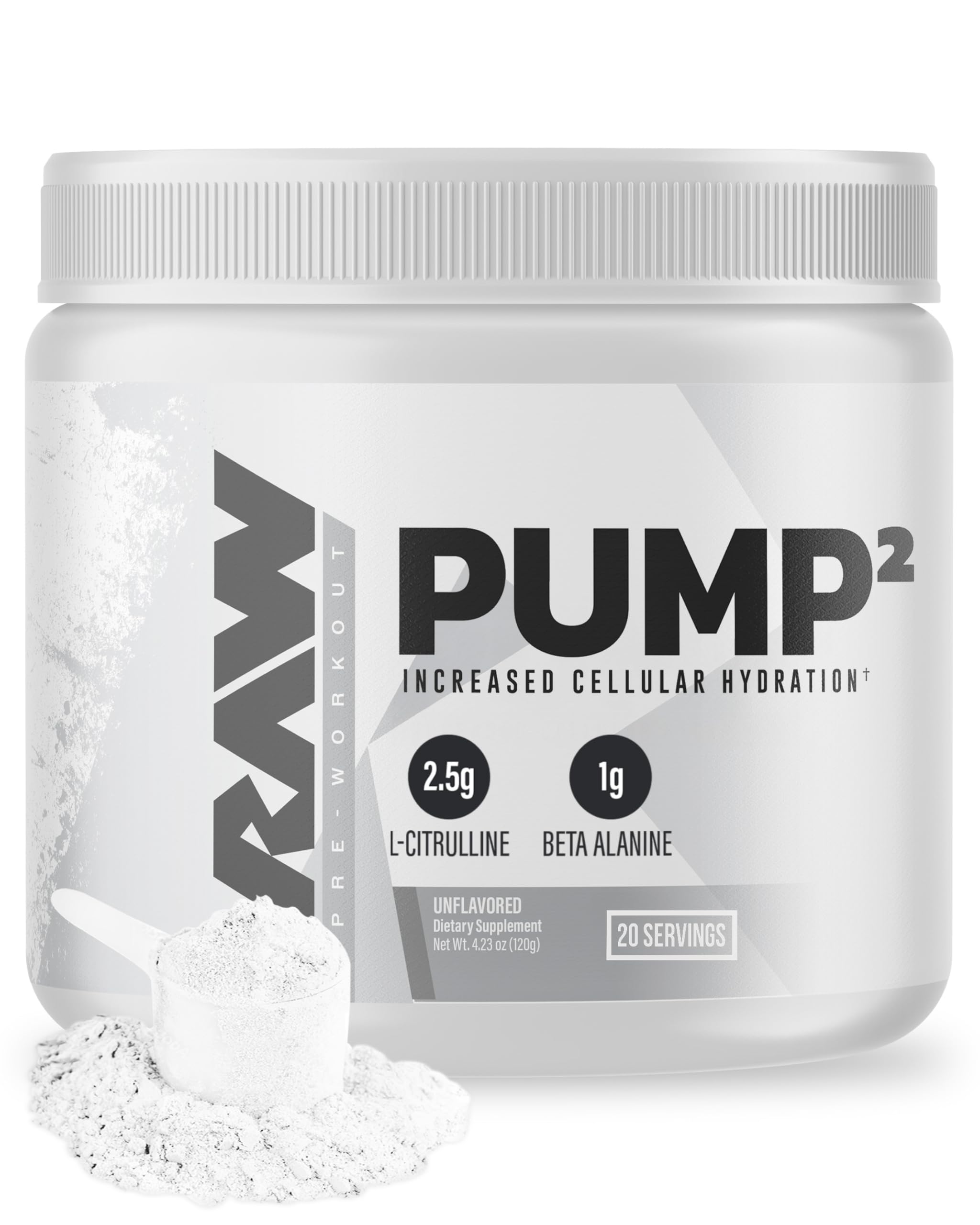 RAW Pump2 bottle front highlighting a pure glycerol formula for hydration support.