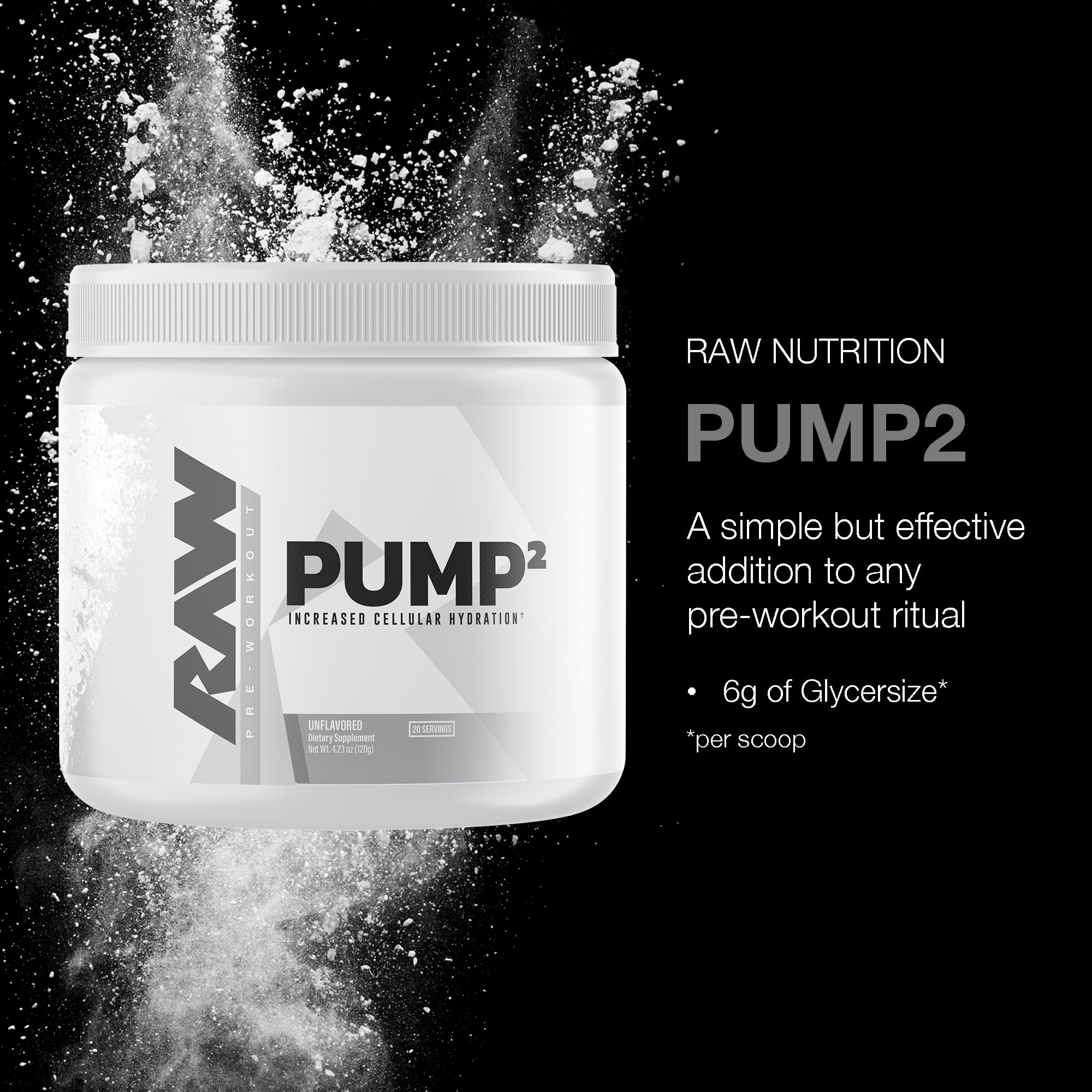 RAW Pump2 label close-up emphasizing purity and one-ingredient design.