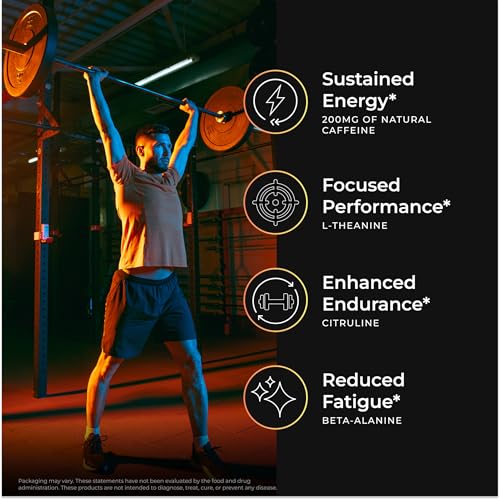 RAW Synergies Pre-Workout powder scoop highlighting Citrulline for better pumps.