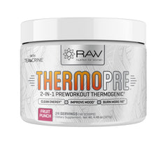 RAW Synergies Thermo Pre bottle with fruit punch pre-workout energy
