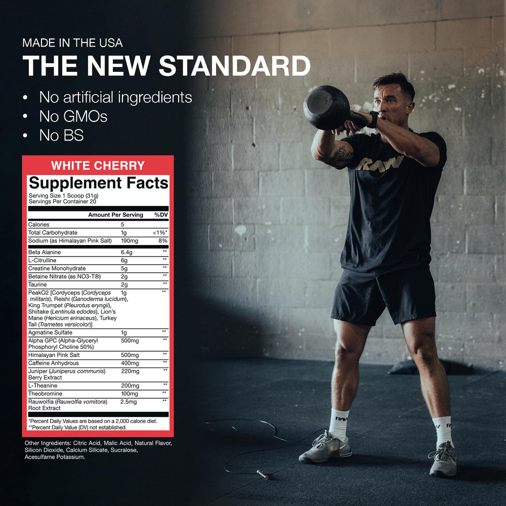 Shaker with RAW Thuper Thavage powder, ready to mix for workouts.