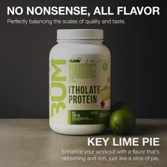 RAW Whey Isolate Key Lime label closeup highlighting natural flavor and purity