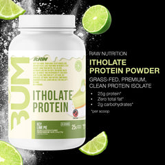 RAW Whey Isolate Key Lime scoop and bottle for post-workout convenience