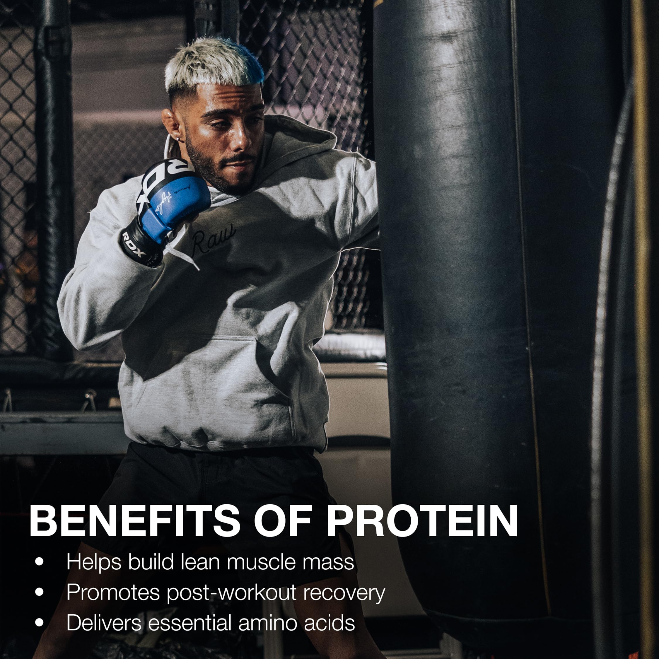 RAW Whey Isolate shaker-mix demonstrates quick blending for workouts and shakes.