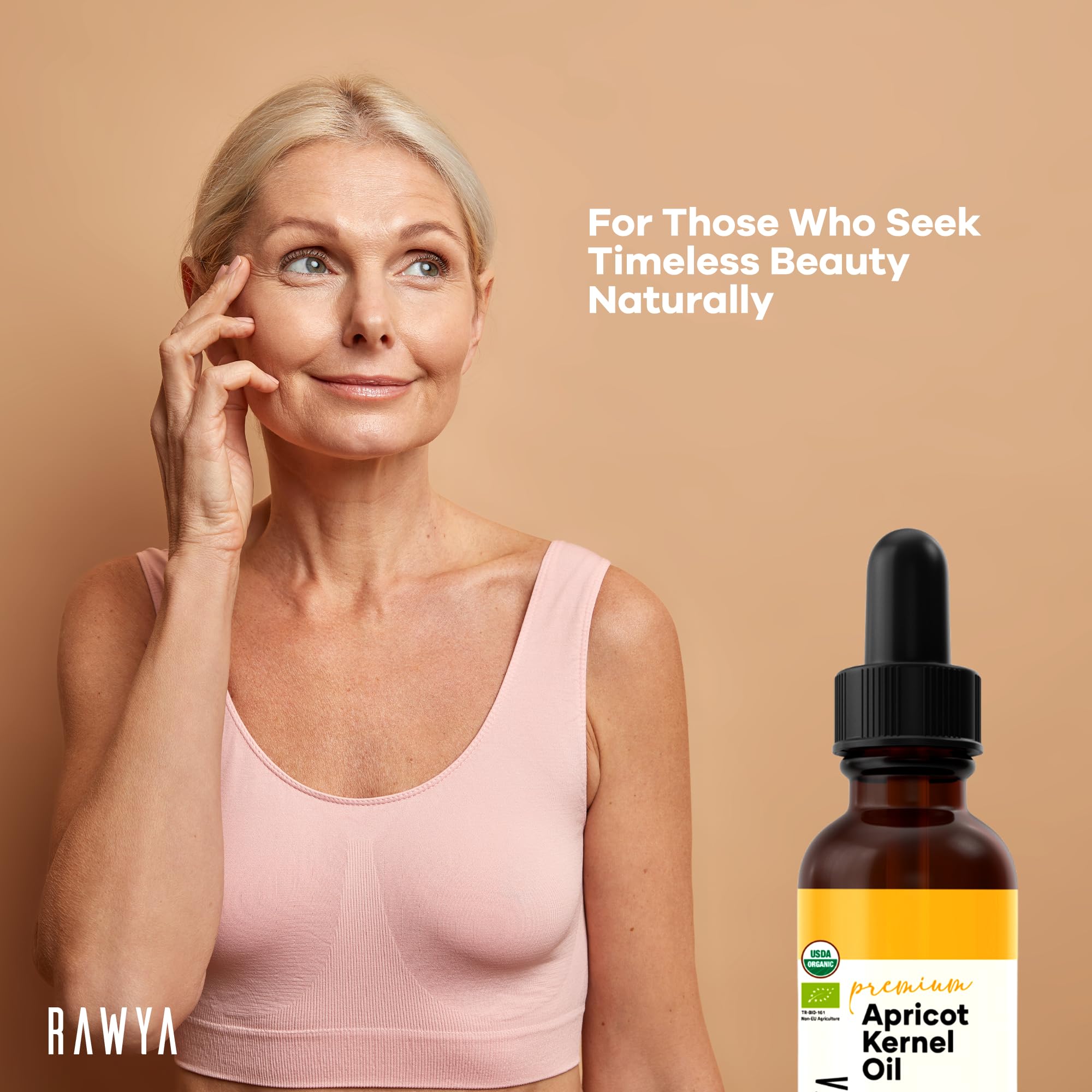 RAWYA Apricot Seed Oil on hair during application for smoothing and shine