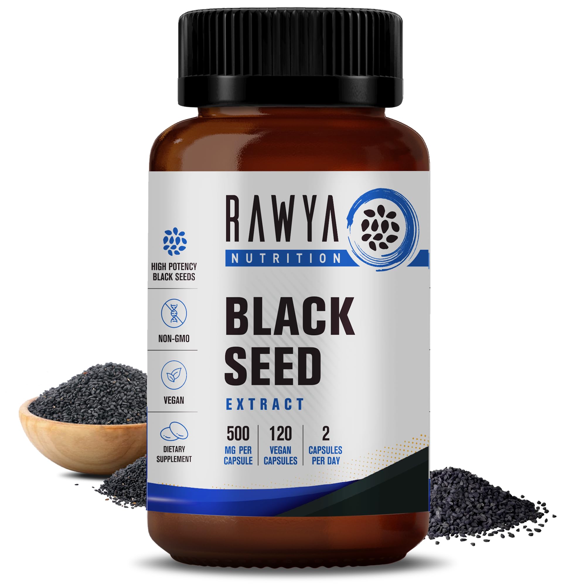 RAWYA Black Seed Extract bottle for daily wellness support.