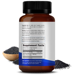RAWYA Black Seed Extract capsules close-up for convenient daily use.