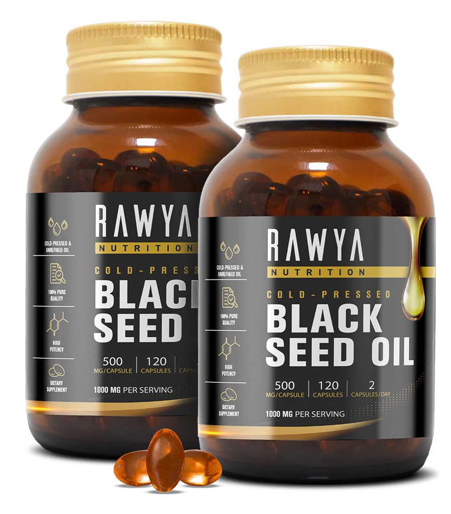 RAWYA black seed oil two-pack bottle front showcasing premium cold-pressed oil.