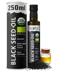 RAWYA Black Seed Oil bottle emphasizes premium quality for everyday cooking