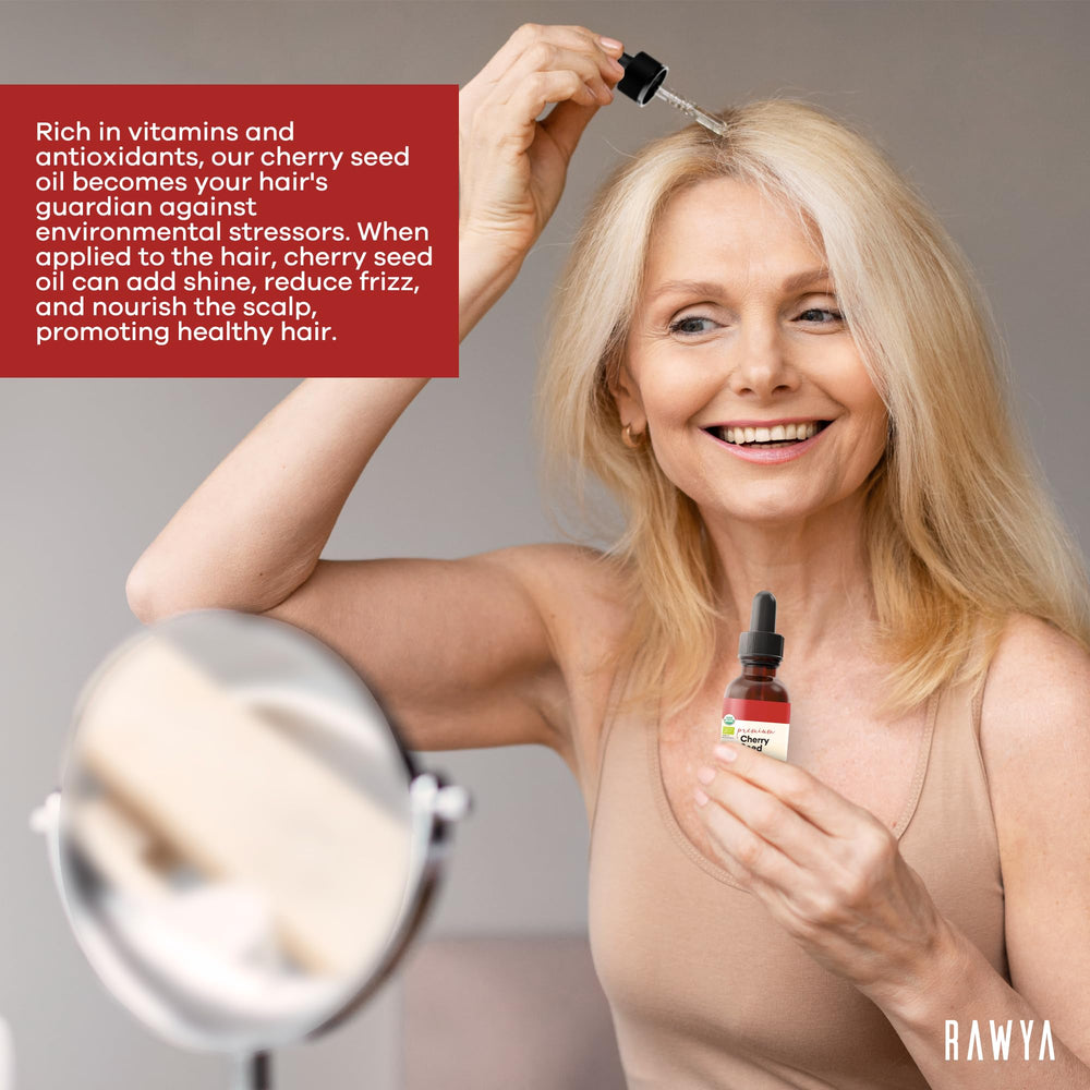Nourishing finish on hair ends with a light sheen and smooth feel.