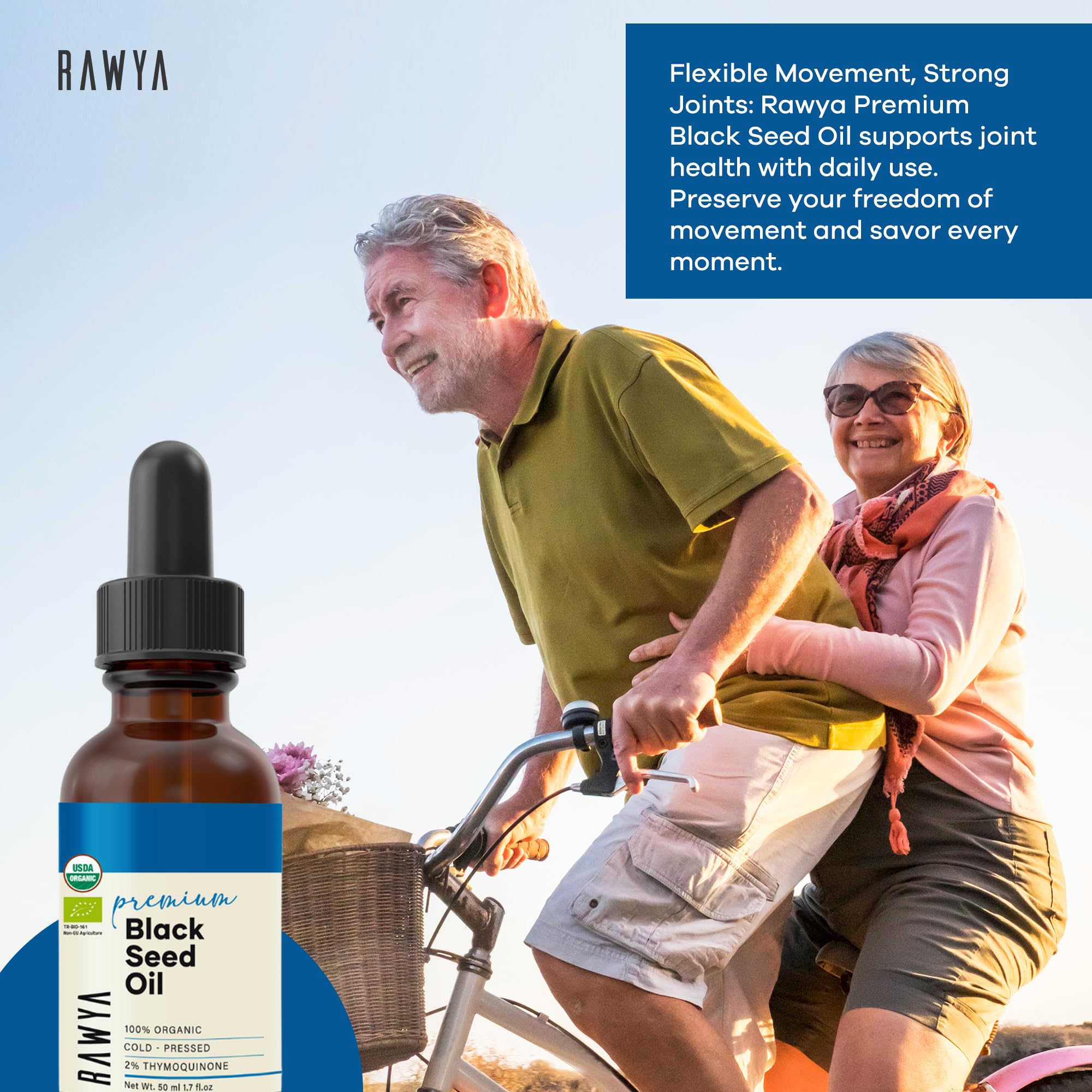 RAWYA Black Seed Oil skin application demonstrates hydrating beauty benefits.