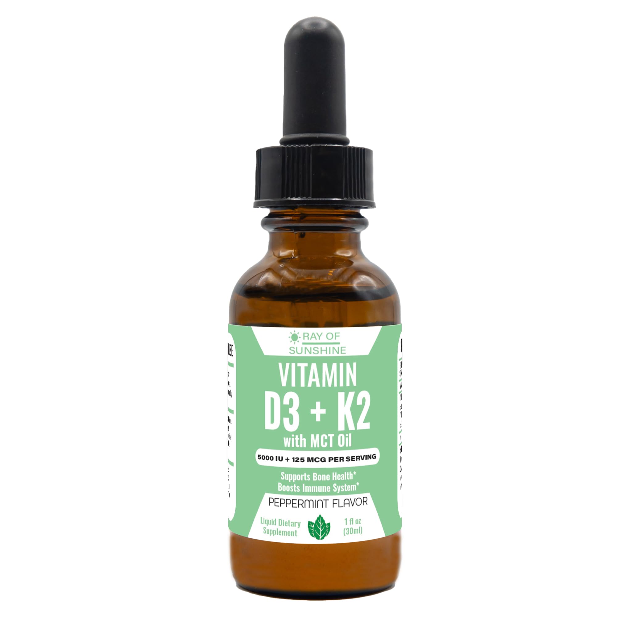 Ray of Sunshine D3 K2 drops bottle for daily wellness.