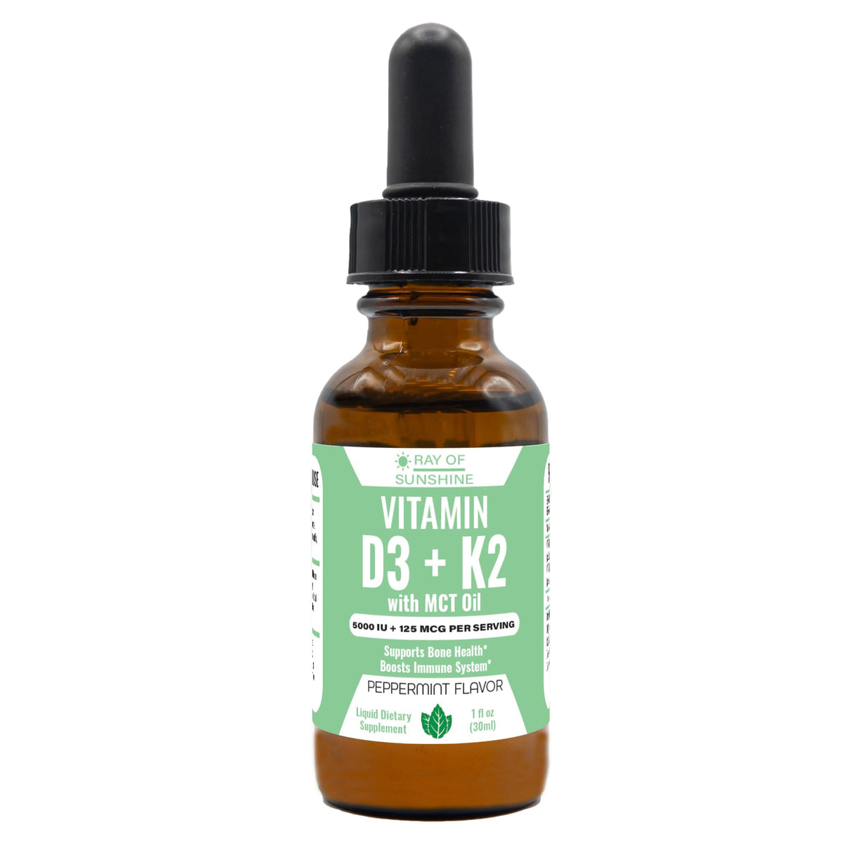 Ray of Sunshine D3 K2 drops bottle for daily wellness.