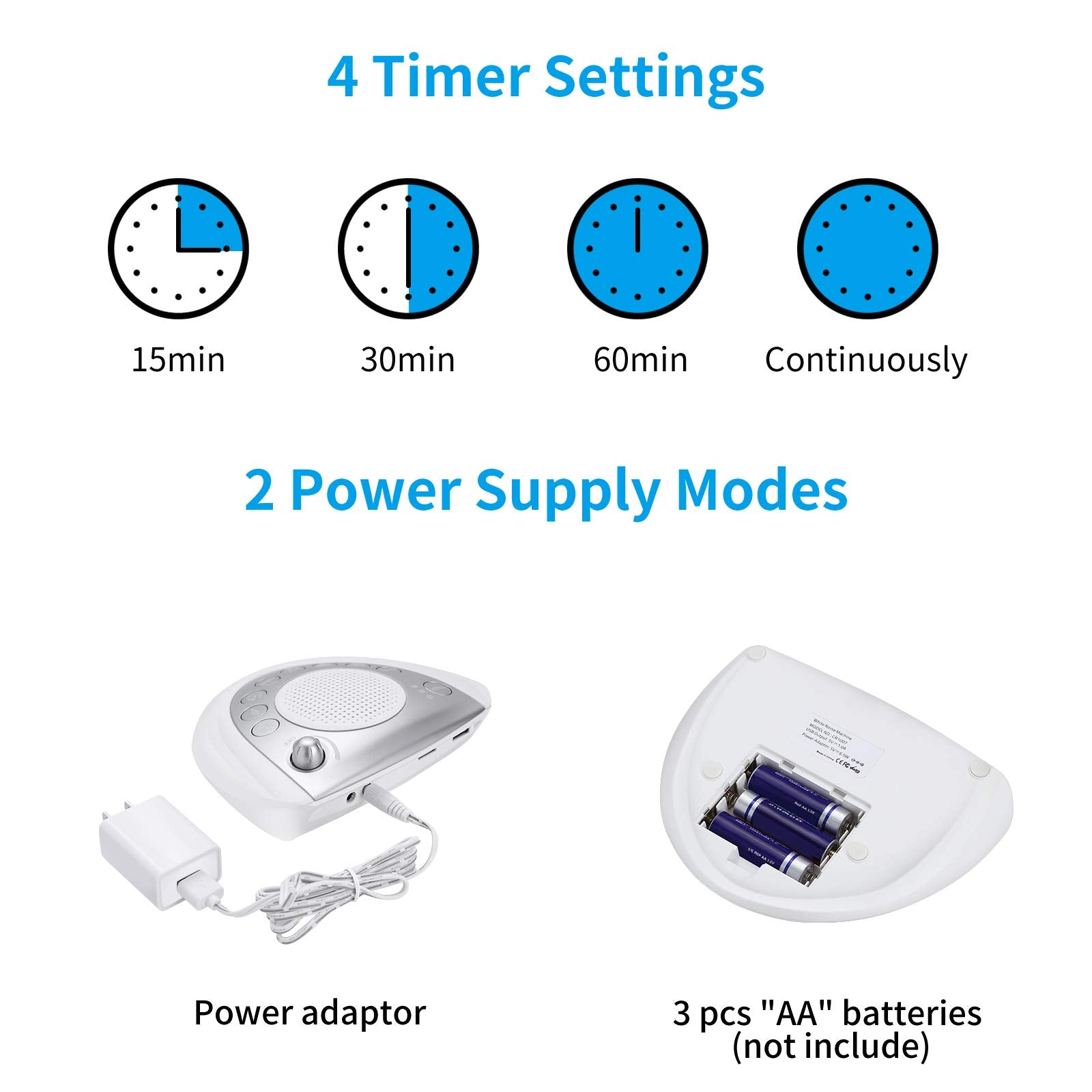 Raynic noise machine with headphone jack for private listening.