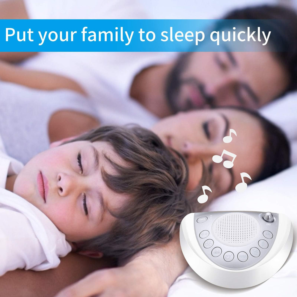Raynic sleep sound machine featuring 24 soothing sounds for sleep and focus.