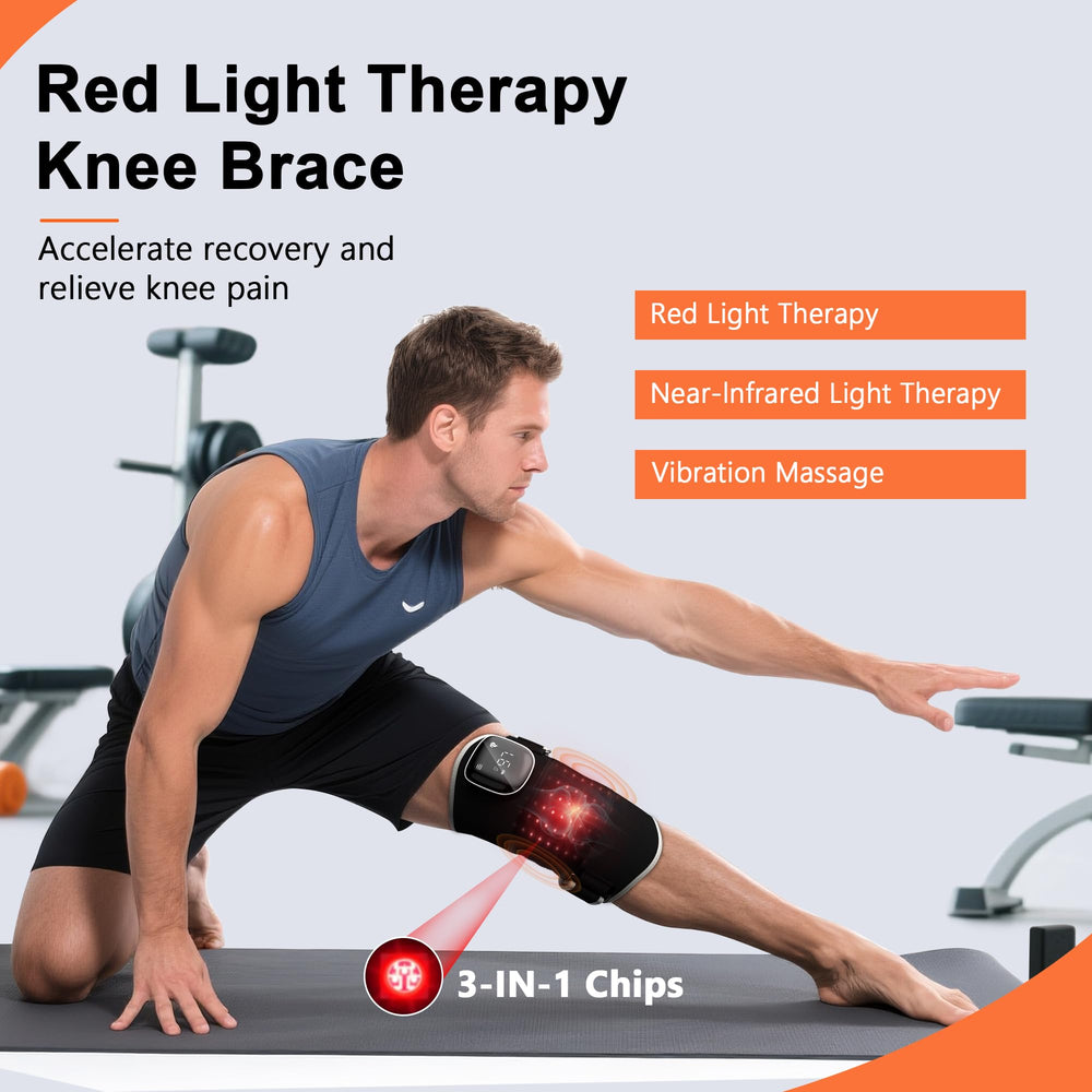 RAYOCON red-light therapy knee image highlights targeted warmth and comfort.