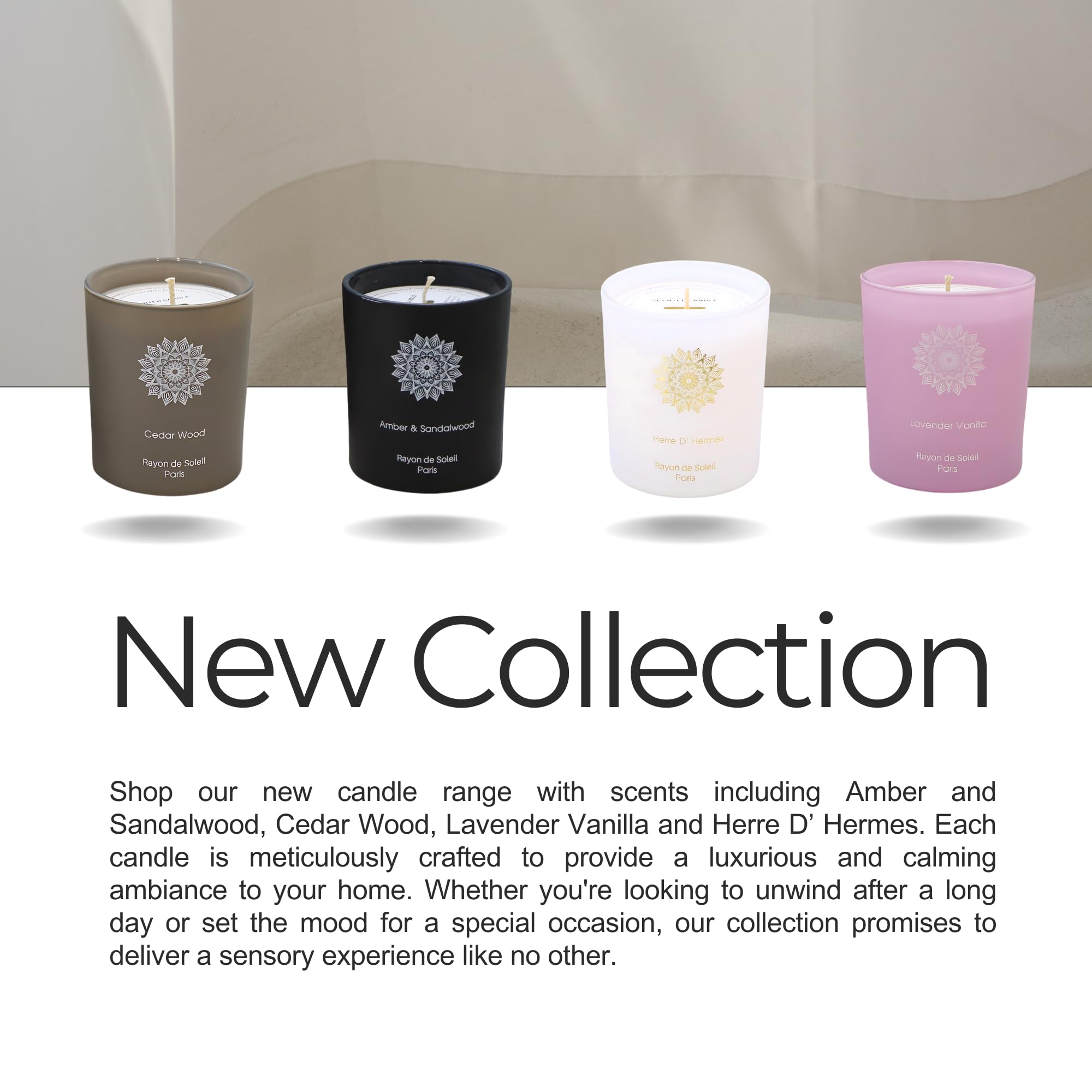 Rayon De Soleil black glass candle complements contemporary décor.