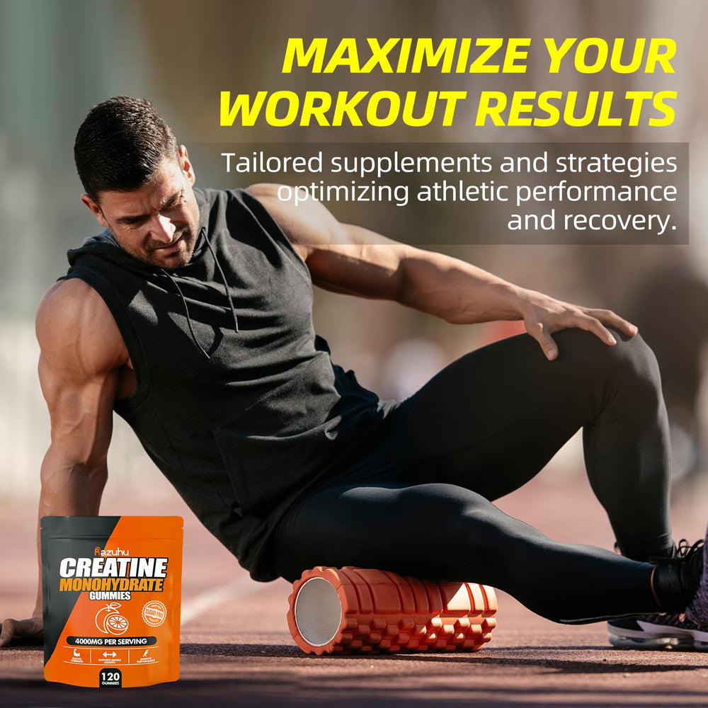 Razuhu Creatine Monohydrate Gummies vegan gluten-free icons