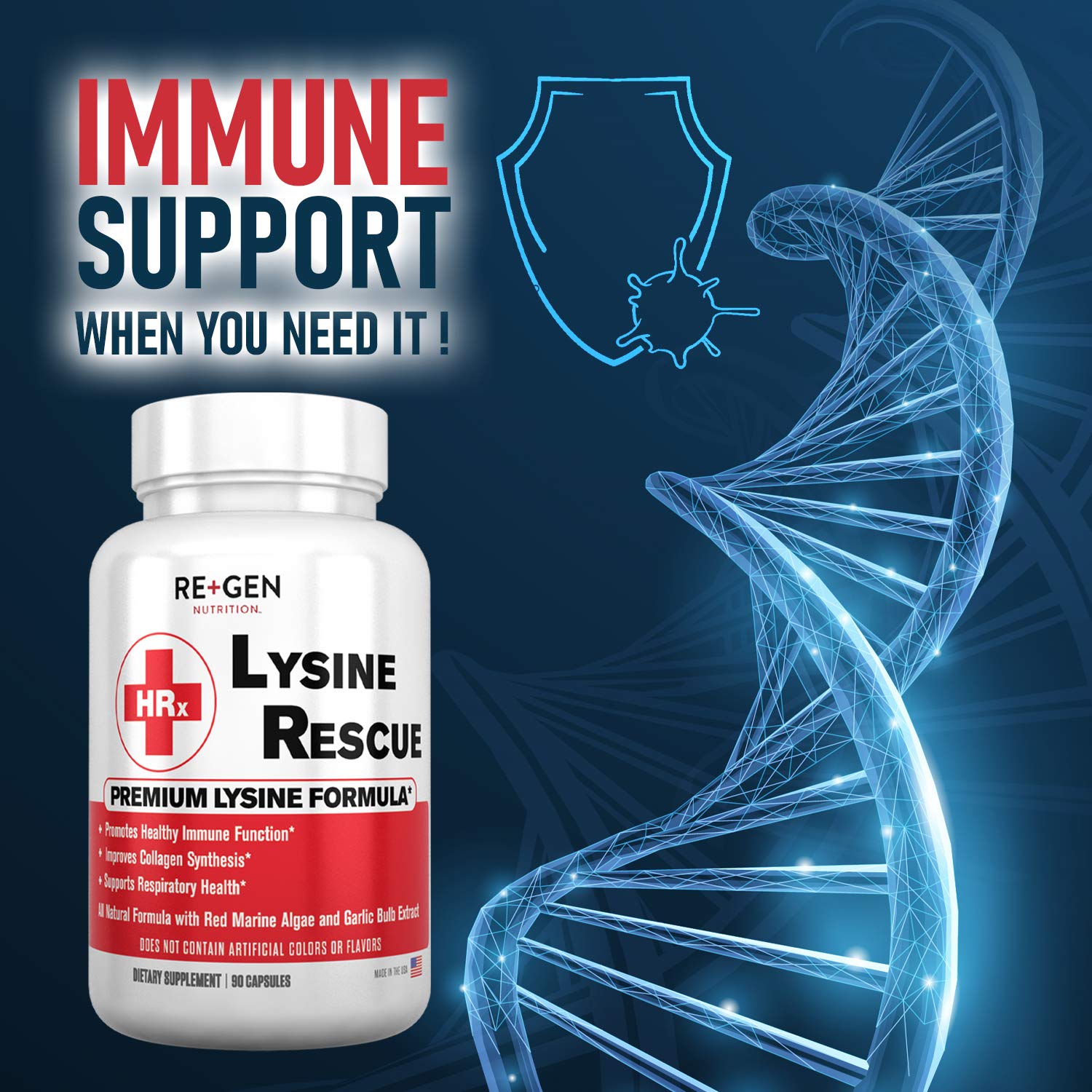 Lysine Rescue capsules ready to take for convenient daily supplementation