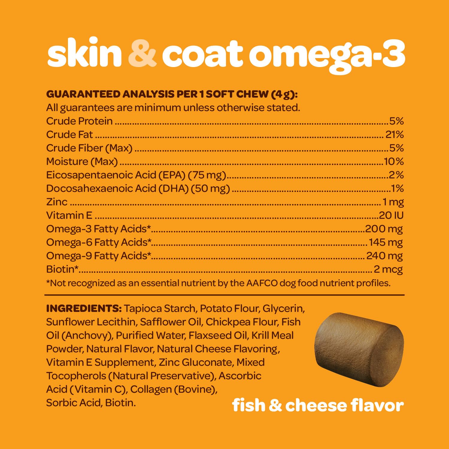 Ready Pet Go Omega-3 dog chews serving suggestion close-up with no grain fillers