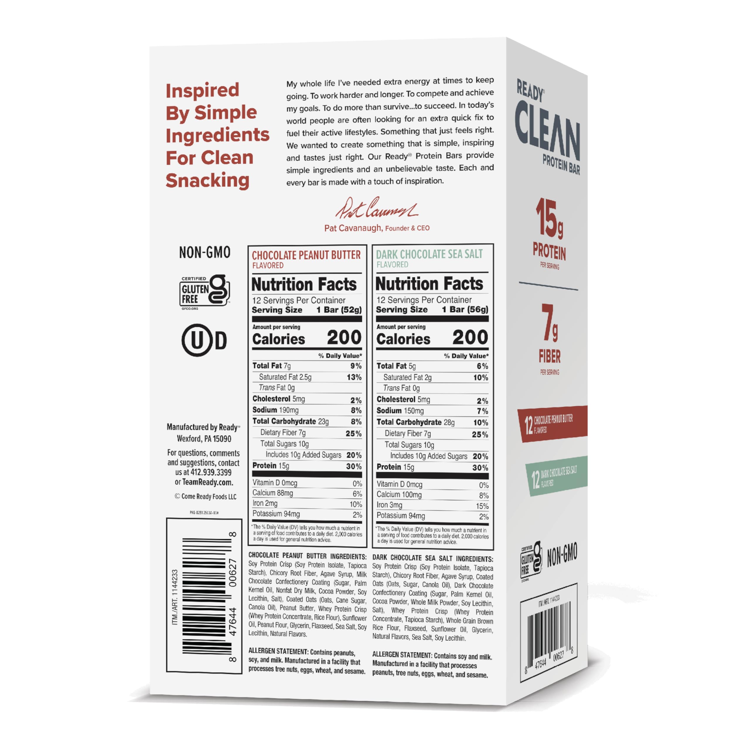 Ready Protein Bars dark chocolate sea salt bar close-up showing rich texture and flavor