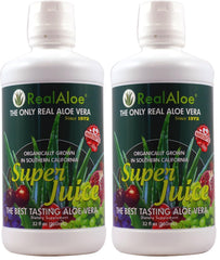 Real Aloe Vera Super Juice bottle pour for daily hydration and wellness