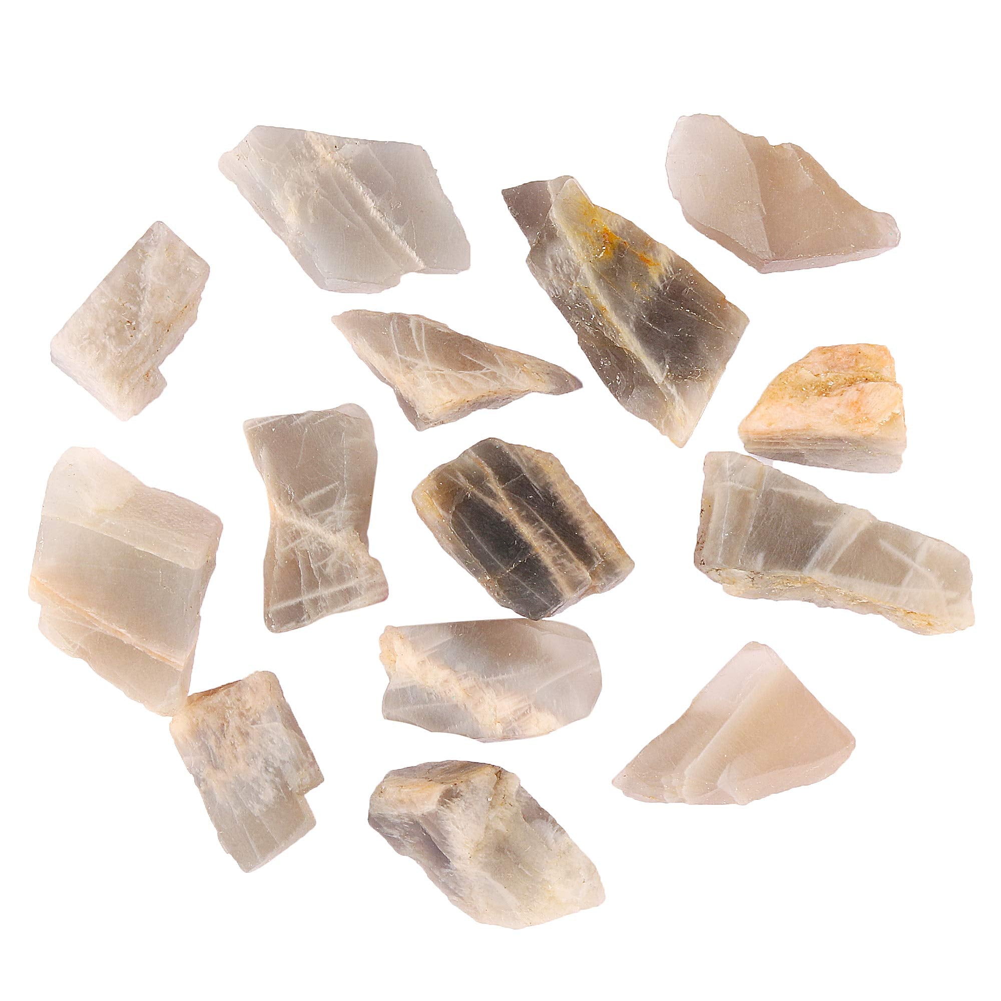 REAL-GEMS bi-color moonstones rough collection for distinctive handmade jewelry projects.