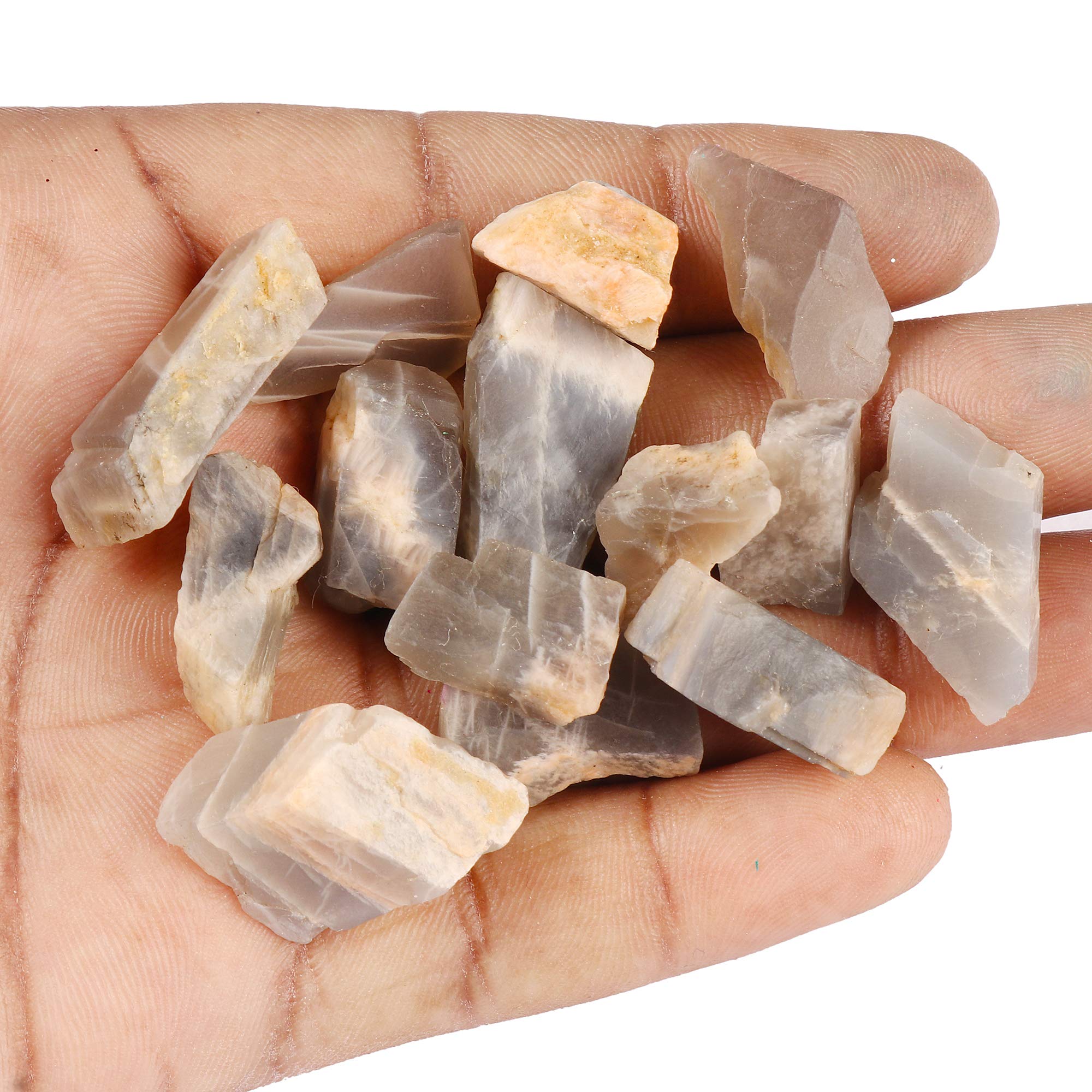 REAL-GEMS bi-color moonstones weighing 3–4 g each suitable for rings.