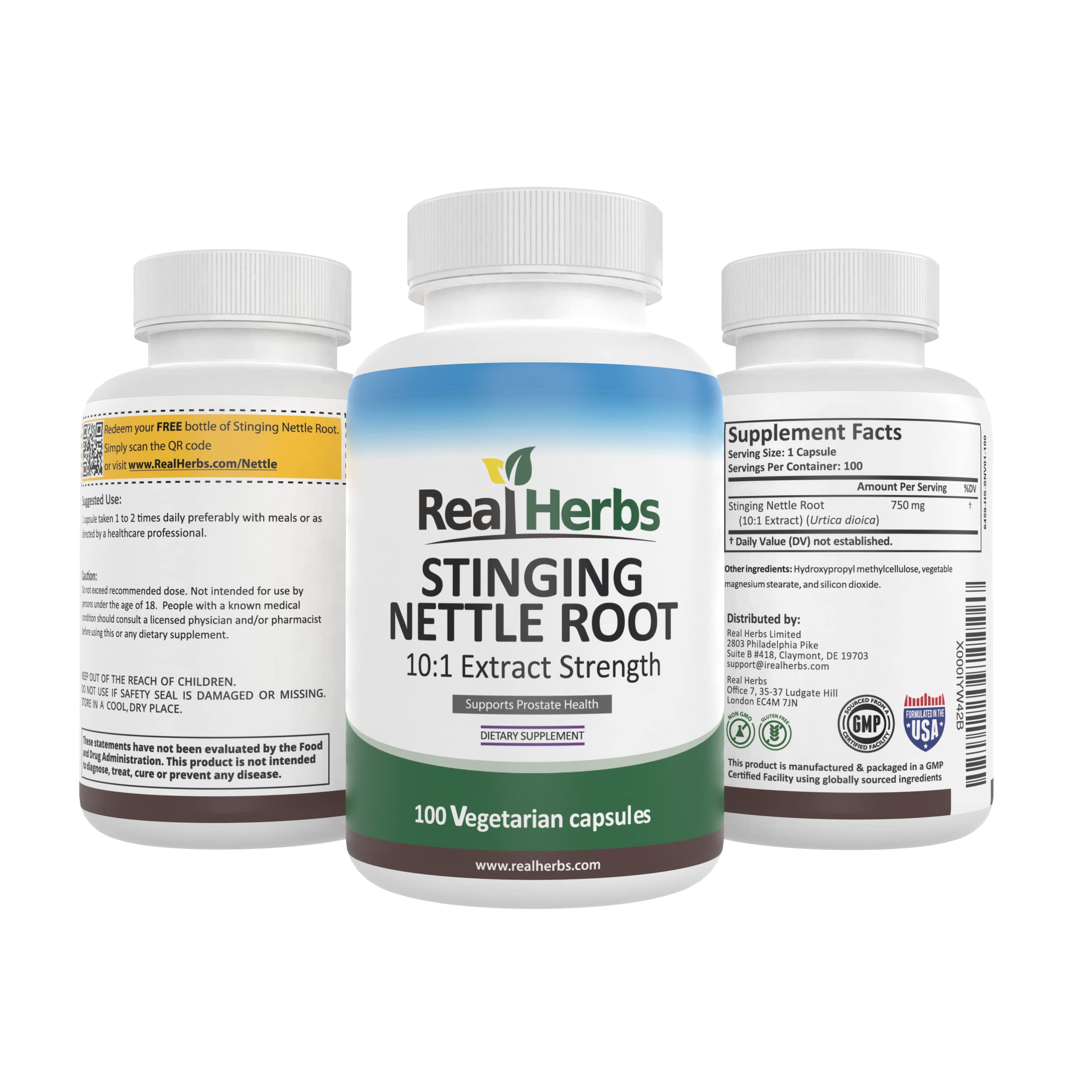 Real Herbs packaging label showing non-GMO and gluten-free attributes.