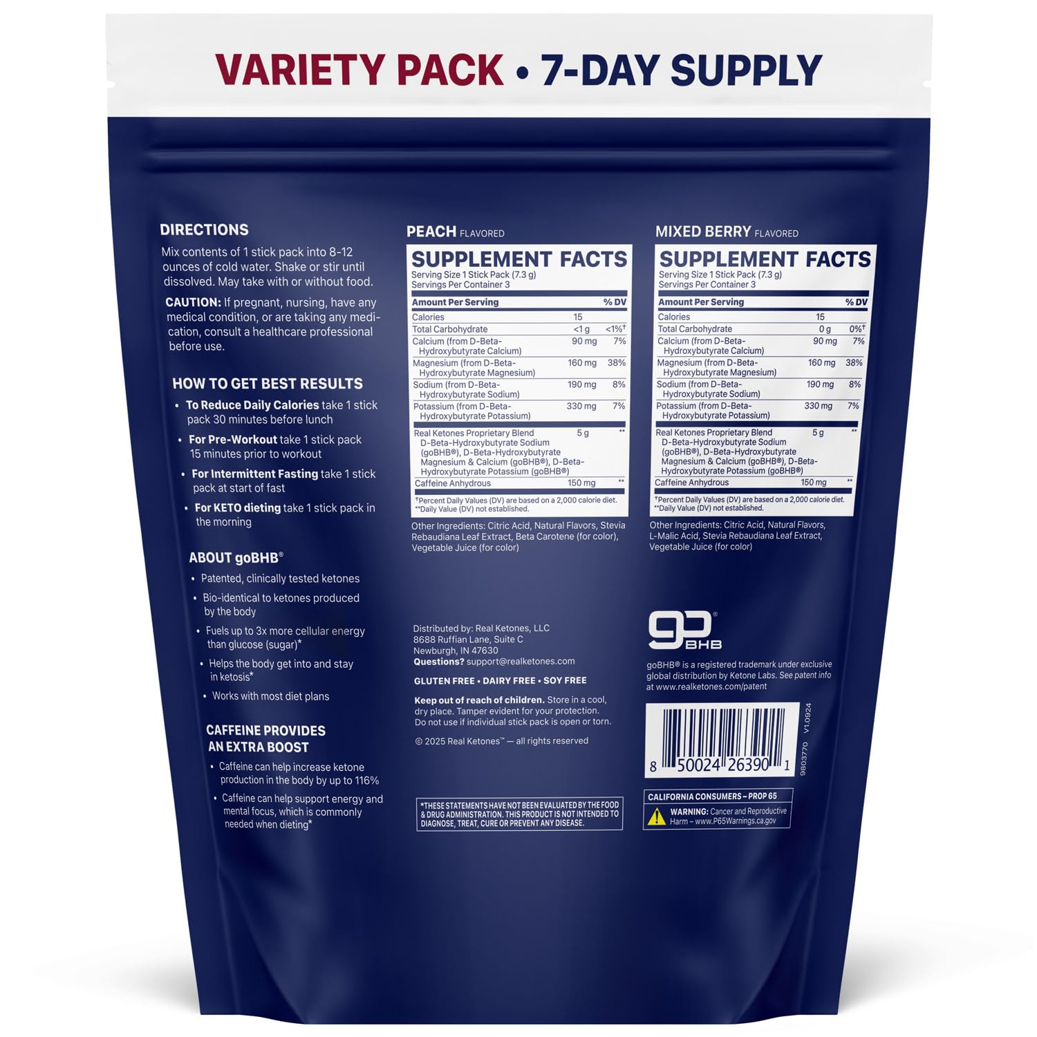 Real Ketones BHB drink mix mixed berry packets ideal for refreshing keto energy