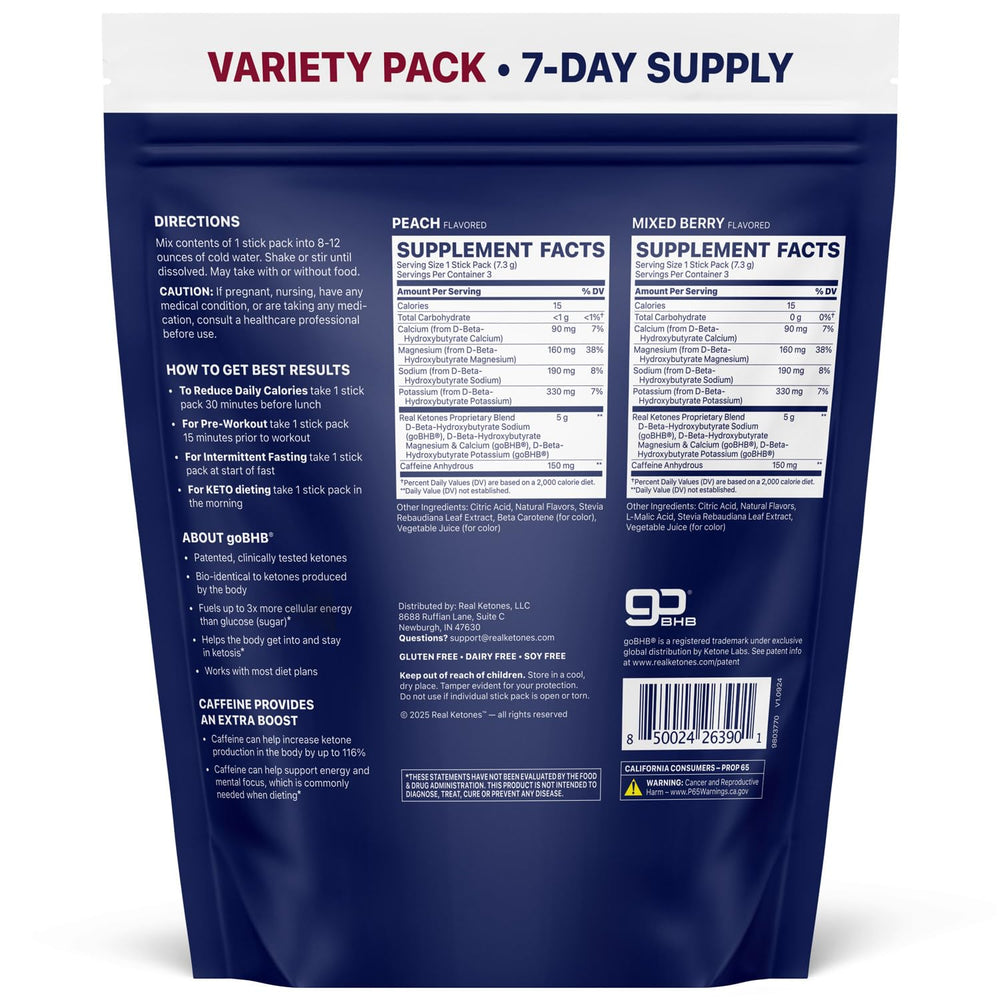 Real Ketones BHB drink mix mixed berry packets ideal for refreshing keto energy