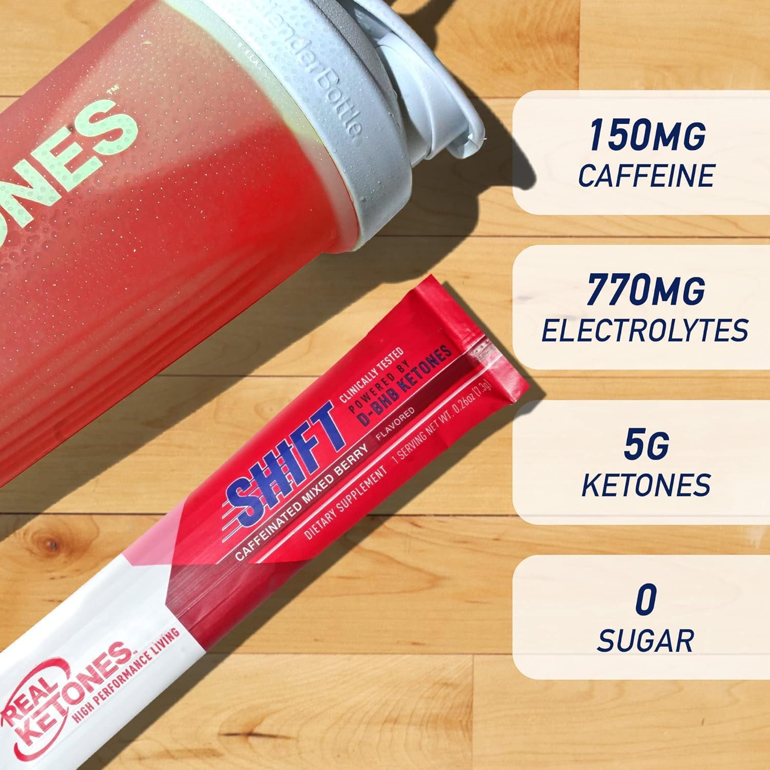 Real Ketones BHB electrolyte blend powder ready to mix for hydration.