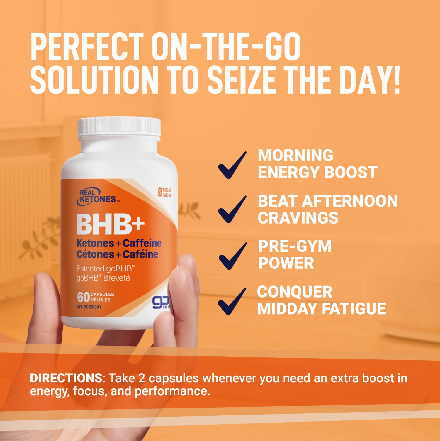 Real Ketones bottle label highlighting BHB salts and electrolytes